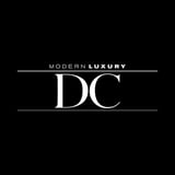 Modern Luxury DC logo with white text and horizontal lines on black background