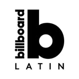 Billboard Latin logo featuring stylized black and white lettering with circular design element
